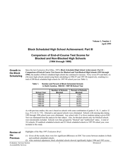 Block Scheduled High School Achievement: Part III