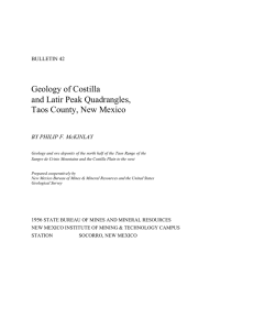 Geology of Costilla and Latir Peak Quadrangles, Taos County, New Mexico