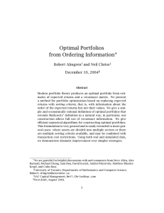 Optimal Portfolios from Ordering Information ∗ Robert Almgren