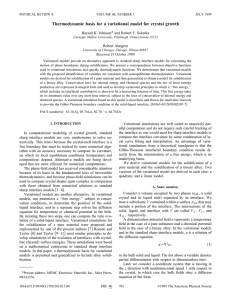 Thermodynamic basis for a variational model for crystal growth *