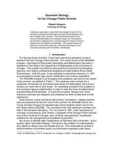 Geometric Biology for the Chicago Public Schools Robert Almgren