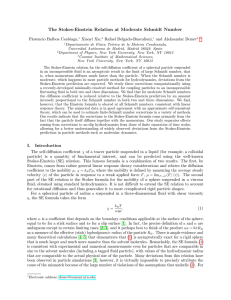 The Stokes-Einstein Relation at Moderate Schmidt Number Florencio Balboa Usabiaga, Xiaoyi Xie,