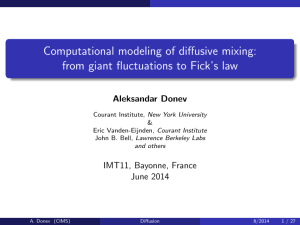 Computational modeling of diffusive mixing: from giant fluctuations to Fick’s law