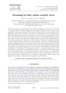 Streaming by leaky surface acoustic waves B J. V *
