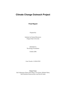 Climate Change Outreach Project Final Report
