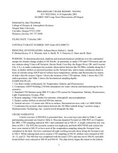 PRELIMINARY CRUISE REPORT,  W0109A R/V WECOMA, 4-10 September 2001