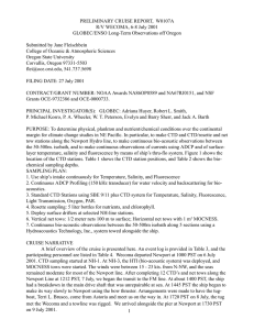 PRELIMINARY CRUISE REPORT,  W0107A R/V WECOMA, 6-8 July 2001