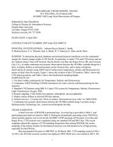 PRELIMINARY CRUISE REPORT,  W0103B R/V WECOMA, 20-24 March 2001