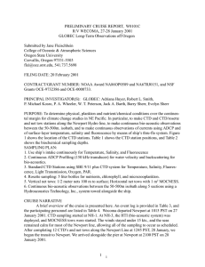 PRELIMINARY CRUISE REPORT,  W0101C R/V WECOMA, 27-28 January 2001