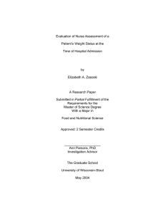 Evaluation of Nurse Assessment of a Patient’s Weight Status at the