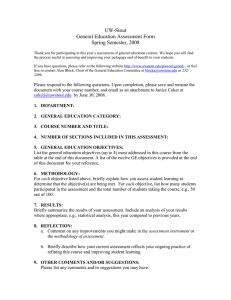 UW-Stout General Education Assessment Form Spring Semester, 2008