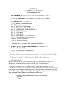 UW-Stout General Education Assessment Spring Semester, 2007