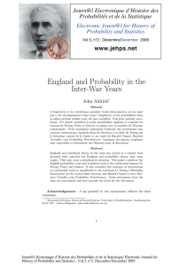 England and Probability in the Inter-War Years Journ@l Electronique d’Histoire des