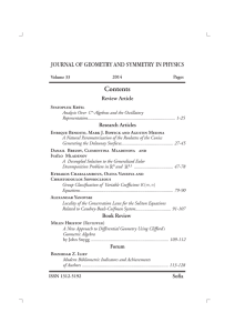 Contents JOURNAL OF GEOMETRY AND SYMMETRY IN PHYSICS Review Article