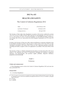 2012 No. 632 HEALTH AND SAFETY The Control of Asbestos Regulations 2012