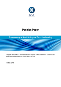 Position Paper Transparency of Short Selling and Securities Lending