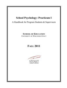 F 2011 School Psychology: Practicum I