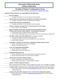 University of Wisconsin­Stout  School of Education   Checklist of Student Teaching/Intern Forms