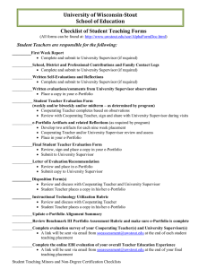 University	of	Wisconsin‐Stout School	of	Education  Checklist of Student Teaching Forms