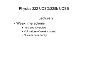 Physics 222 UCSD/225b UCSB Lecture 2 • Weak Interactions • Intro and Overview