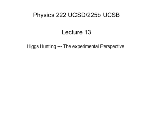 Physics 222 UCSD/225b UCSB Lecture 13 Higgs Hunting --- The experimental Perspective