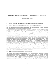 Physics 161: Black Holes: Lecture 5: 12 Jan 2011 5