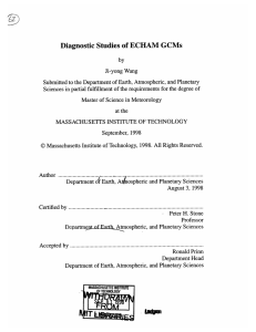 Diagnostic  Studies  of ECHAM  GCMs