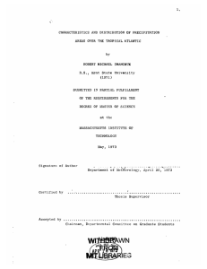CHARACTERISTICS DISTRIBUTION OF PRECIPITATION B.S.,  Kent  State  University TIE