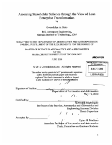 Assessing  Stakeholder  Salience  through the View ... Enterprise Transformation ARCHNES