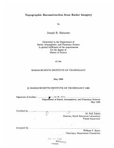 Topographic  Reconstruction  from  Radar Imagery