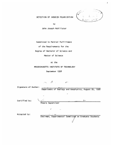 DETECTION John Joseph  McAllister Submitted  in Partial  Fulfillment