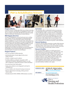 PhD in Rehabilitation Sciences Program Mission Curriculum