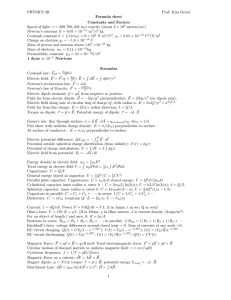 PHYSICS 2B Prof: Kim Griest Formula sheet Constants and Factors