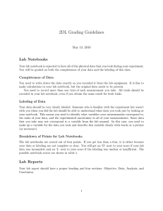 2DL Grading Guidelines Lab Notebooks May 13, 2010
