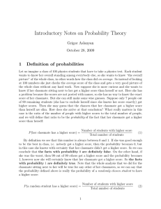 Introductory Notes on Probability Theory 1 Definition of probabilities Grigor Aslanyan