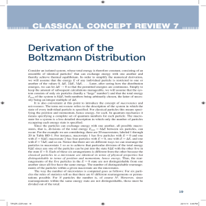 Derivation of the Boltzmann Distribution CLASSICAL CONCEPT REVIEW 7