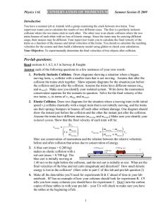 CONSERVATION OF MOMENTUM Physics 1AL Summer Session II 2009