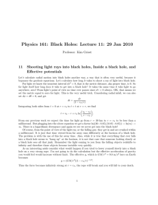 Physics 161: Black Holes: Lecture 11: 29 Jan 2010 11 Effective potentials