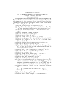 CORRECTION SHEET AN INTRODUCTION TO RANDOM MATRICES Anderson, Guionnet, Zeitouni