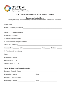 NYU Courant Institute Girls’ STEM Summer Program Emergency Contact Form