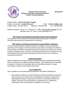 Western Illinois University        ... College of Education and Human Services Student Teaching Syllabus