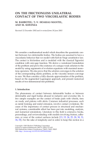 ON THE FRICTIONLESS UNILATERAL CONTACT OF TWO VISCOELASTIC BODIES AND M. SOFONEA