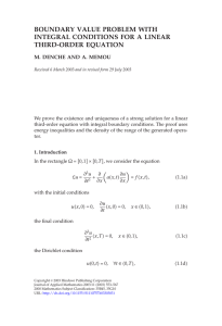 BOUNDARY VALUE PROBLEM WITH INTEGRAL CONDITIONS FOR A LINEAR THIRD-ORDER EQUATION