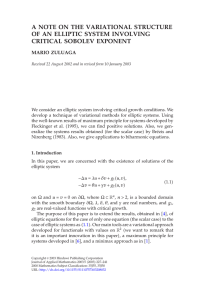 A NOTE ON THE VARIATIONAL STRUCTURE OF AN ELLIPTIC SYSTEM INVOLVING