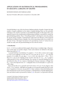 APPLICATIONS OF MATHEMATICAL PROGRAMMING IN GRACEFUL LABELING OF GRAPHS