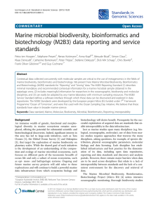 Marine microbial biodiversity, bioinformatics and biotechnology (M2B3) data reporting and service standards