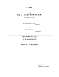 Supreme Court of the United States BRIEF FOR PETITIONERS No. C10-0116-1