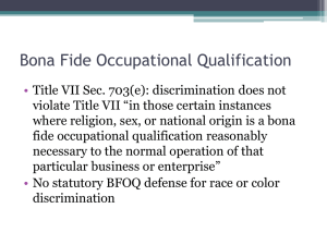 Bona Fide Occupational Qualification