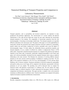 Numerical Modeling of Transport Properties and Comparison to Laboratory Measurements Xin Zhan
