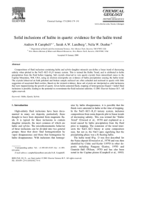 Solid inclusions of halite in quartz: evidence for the halite... Andrew R Campbell , Sarah A.W. Lundberg , Nelia W. Dunbar